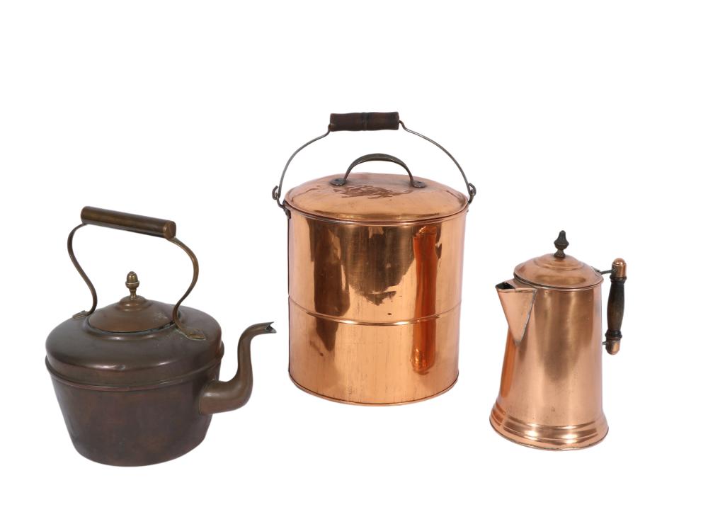 3PC GROUP: COPPER KETTLES AND LIDDED