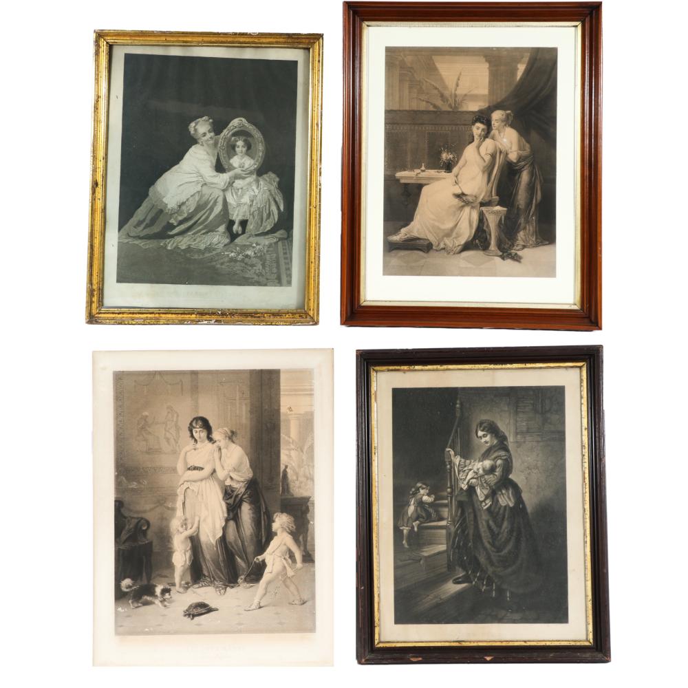 FOUR LARGE FOLIO FEMININE ENGRAVINGS