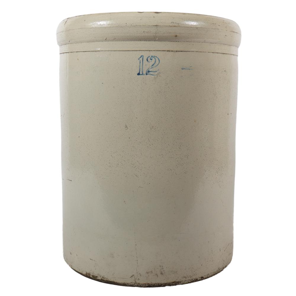 ANTIQUE 12 GALLON STONEWARE CROCK.