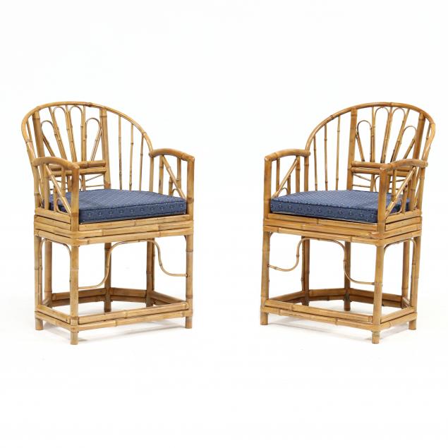 PAIR OF CHINESE BAMBOO ARMCHAIRS