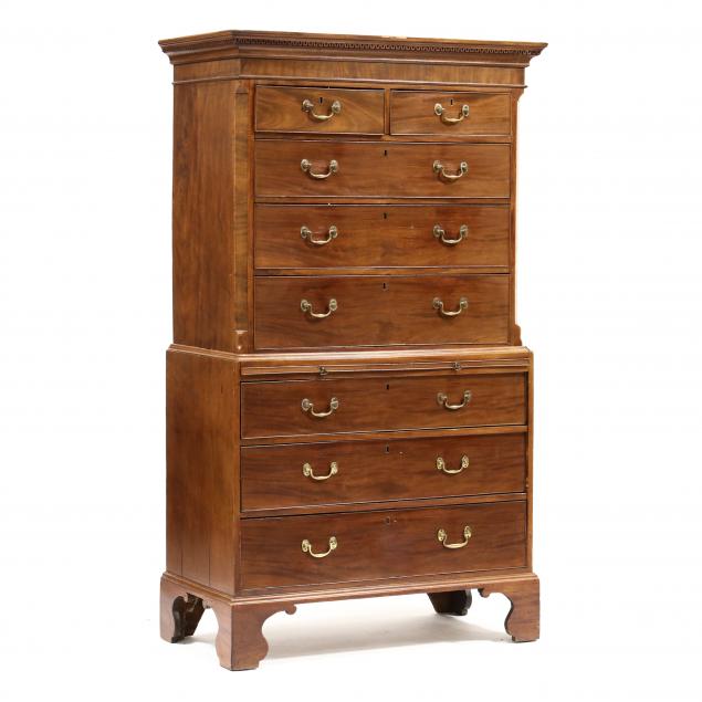 GEORGE III MAHOGANY CHEST ON CHEST 3b3198