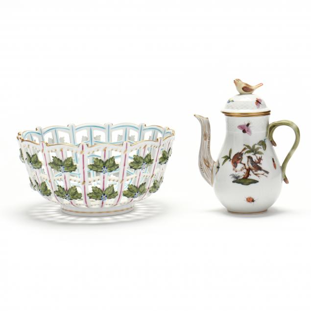 TWO HEREND PORCELAIN ITEMS The