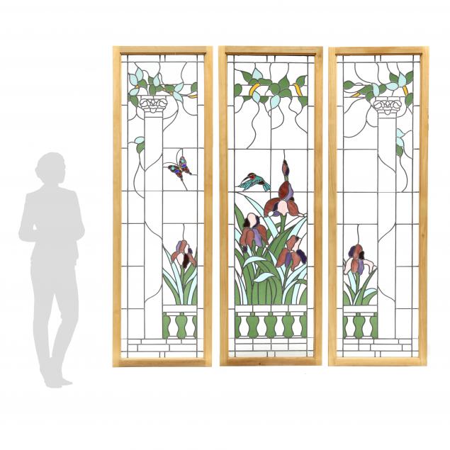 LARGE CUSTOM TRIPTYCH STAINED GLASS 3b320a