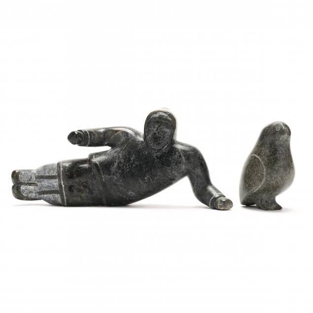 TWO INUIT CARVED STONE SCULPTURES 3b3256