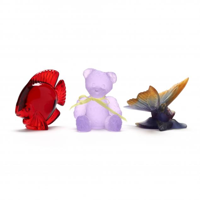 THREE DAUM CRYSTAL ANIMALS France,