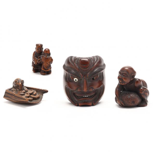 FOUR JAPANESE CARVED WOOD   3b3342