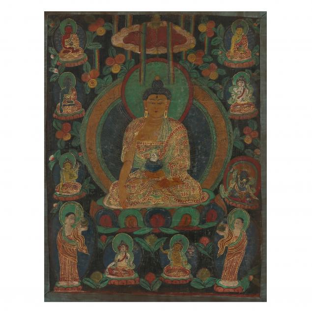 A TIBETAN THANGKA OF SHAKYAMUNI 3b334c