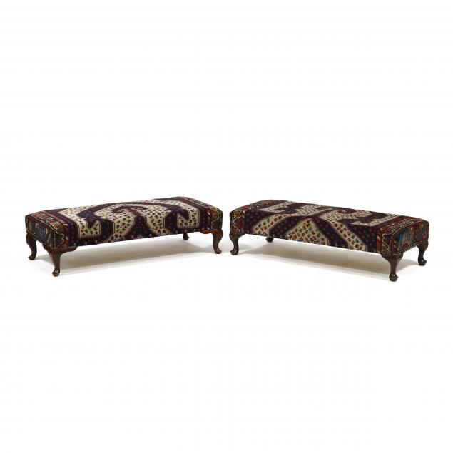 PAIR OF QUEEN ANNE STYLE OTTOMANS 3b3356
