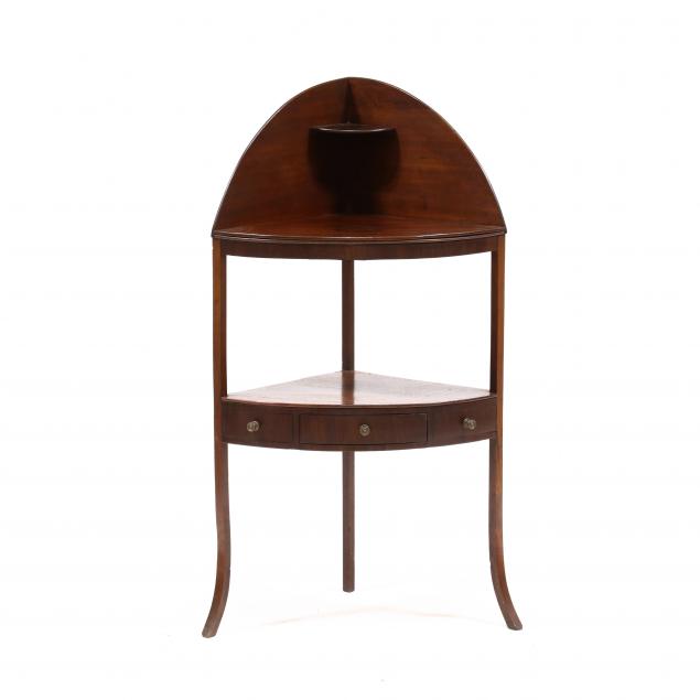 GEORGE III MAHOGANY CORNER WASH STAND