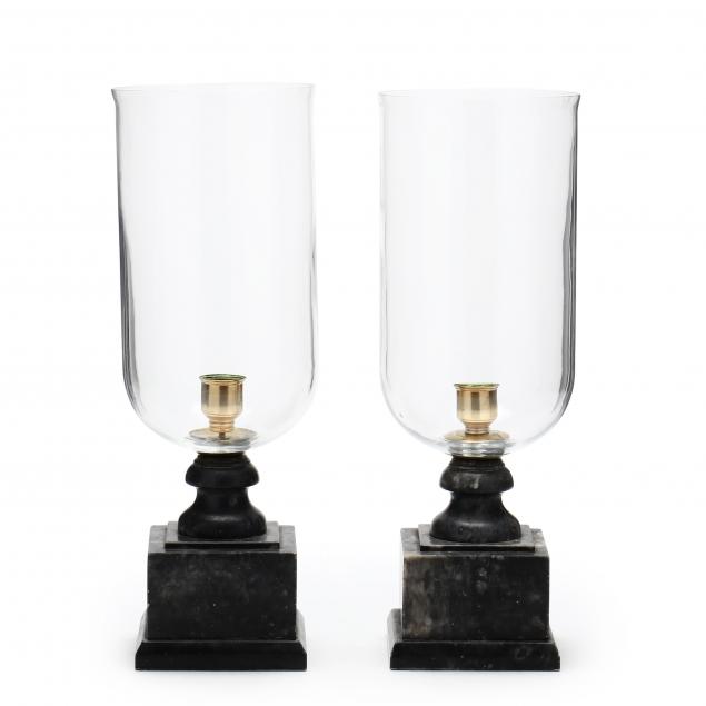 A PAIR OF VINTAGE HURRICANE LAMPS