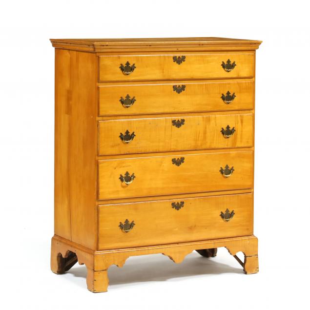 NEW ENGLAND CHIPPENDALE MAPLE SEMI-TALL