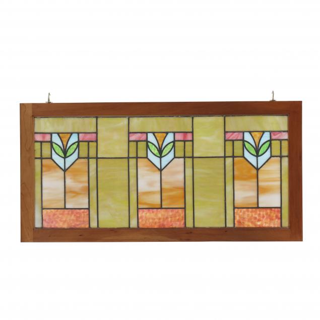 VINTAGE PRAIRIE STAINED GLASS WINDOW 3b3428