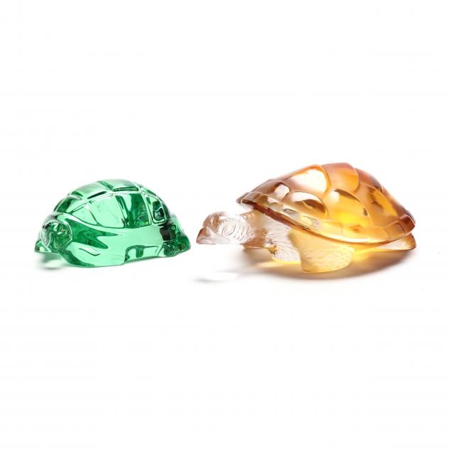 TWO FINE CRYSTAL TURTLES France  3b343e