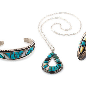 Navajo Silver and Cobblestone Inlay