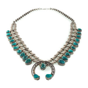 Navajo Silver and Turquoise Squash Blossom