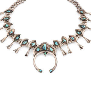 Navajo Silver and Turquoise Squash Blossom