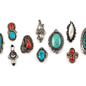 Navajo and Zuni Rings, with and