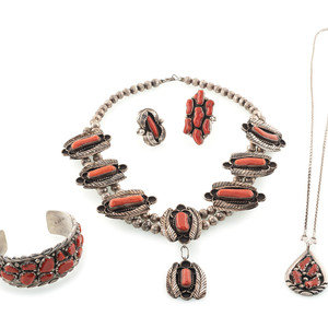 Navajo Silver and Coral Jewelry 3b0d8e