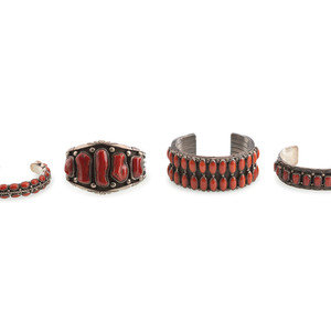 Navajo Silver and Coral Cuff Bracelets second 3b0d91