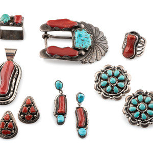 Navajo Silver Turquoise and Coral 3b0d93