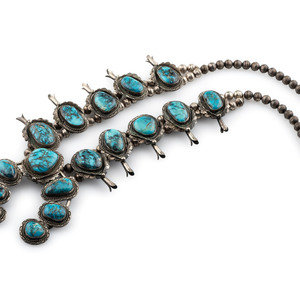 Navajo Silver and Turquoise Squash Blossom