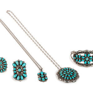 Zuni Silver and Turquoise Cluster 3b0da8