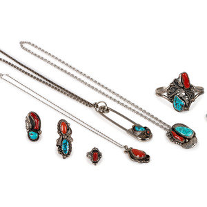 Navajo Silver, Coral, and Turquoise