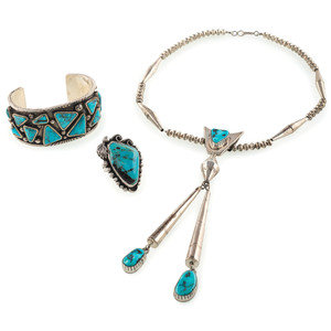 Navajo Silver and Turquoise Necklace  3b0de4