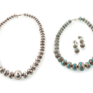 Navajo Silver Pearl Necklaces AND 3b0e05