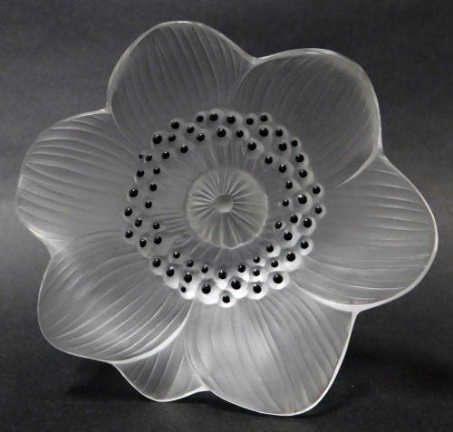 A Lalique of France glass flower ornament,