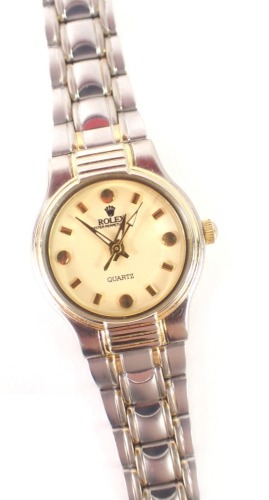 A ladies wristwatch, on stainless steel