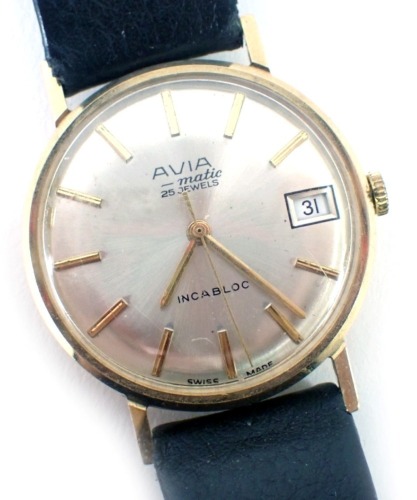 An Aviamatic 9ct gold cased gentleman's