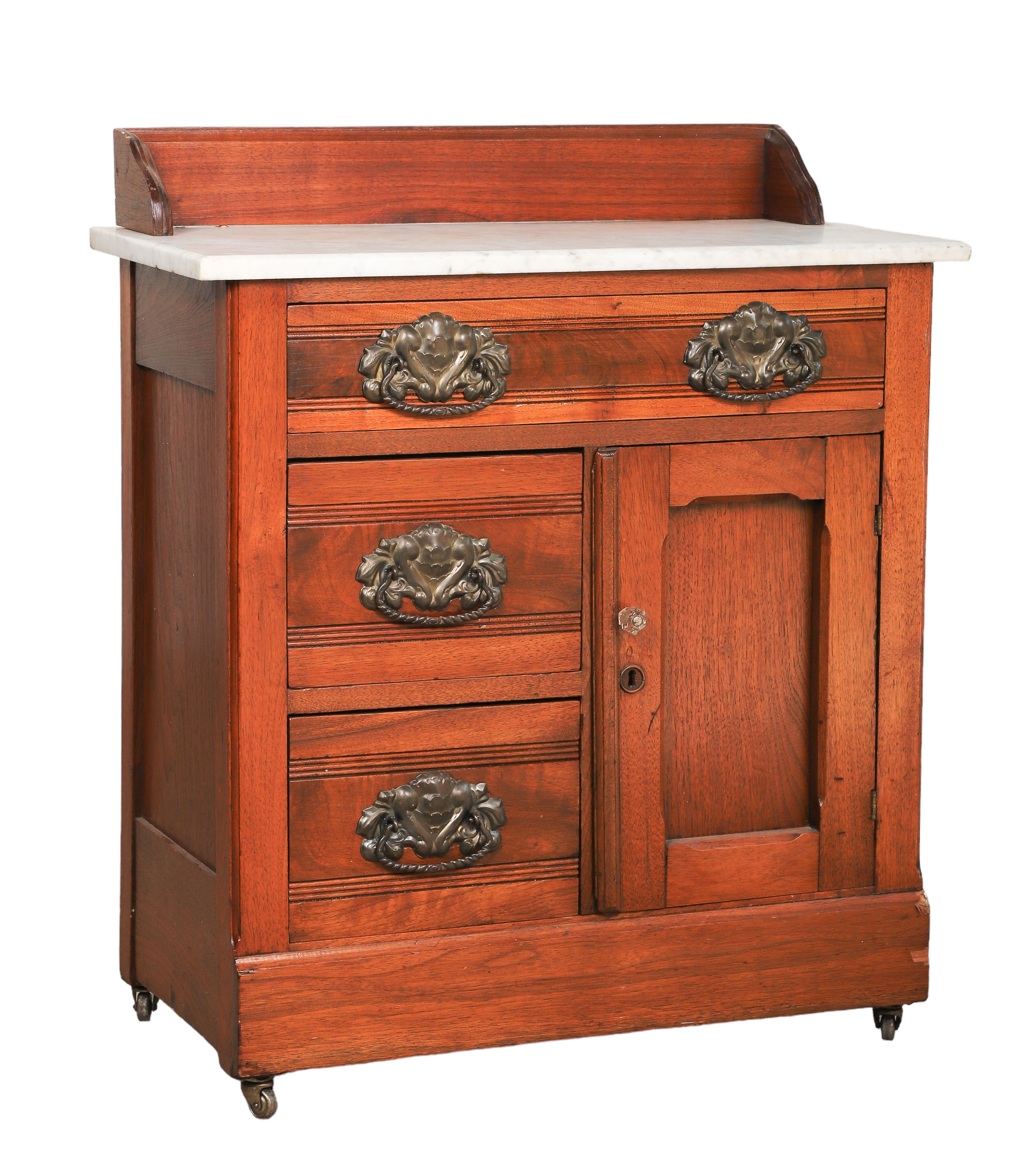 Victorian walnut marbletop washstand,