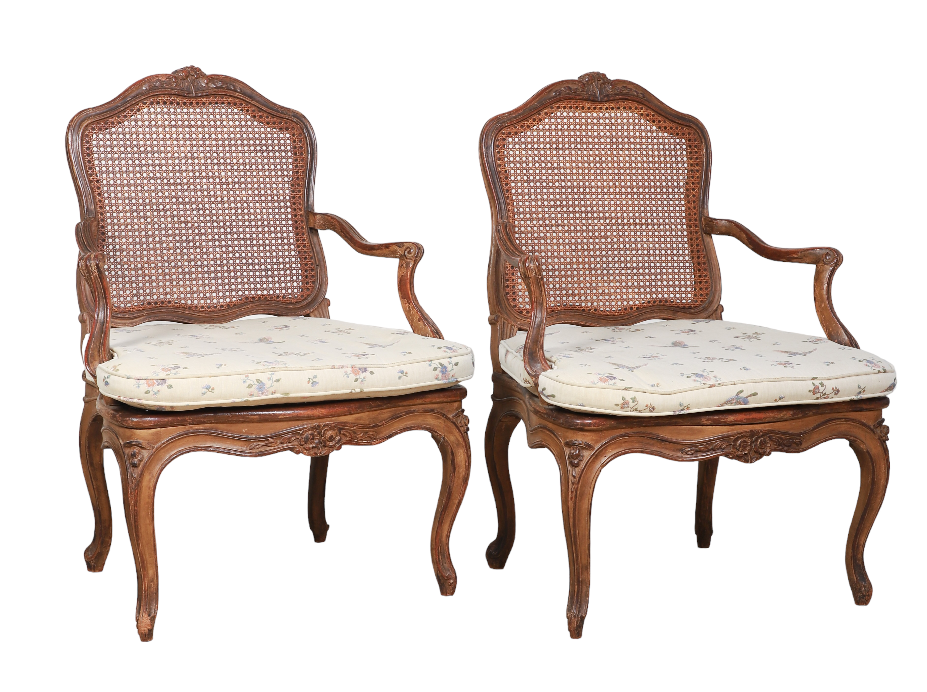Pair of carved walnut Louis XV