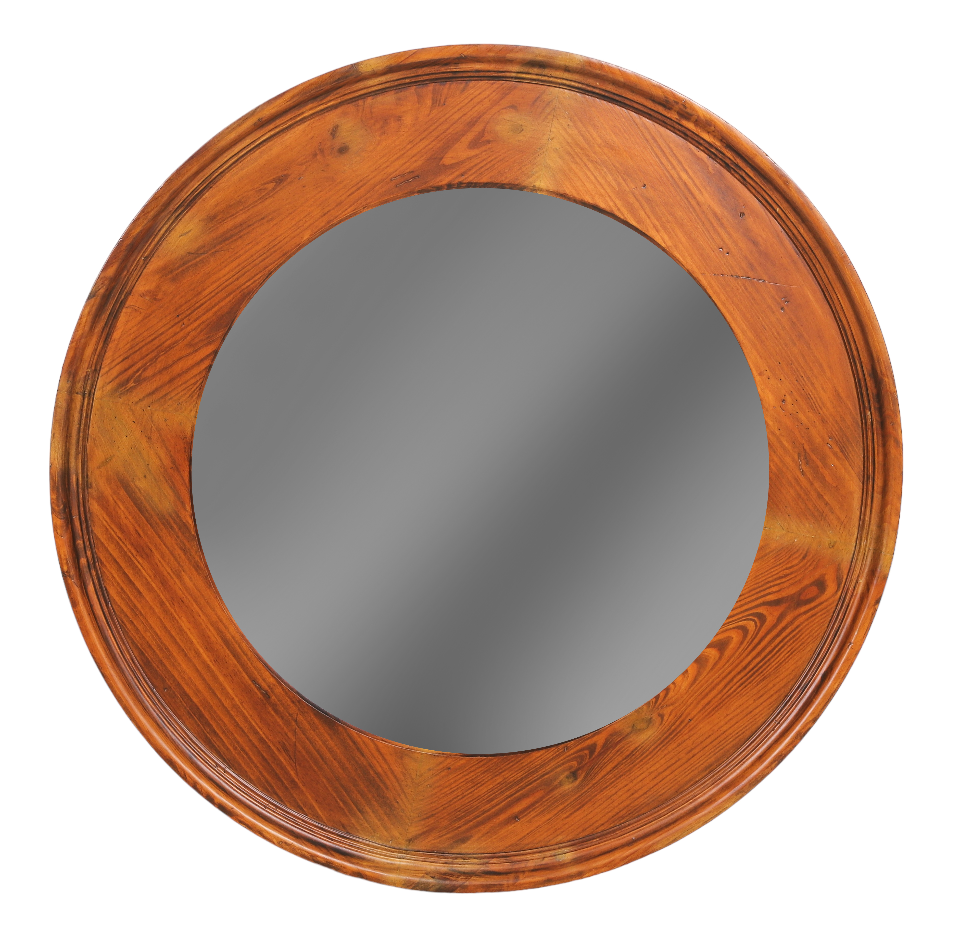 Oak carved round hanging wall mirror,