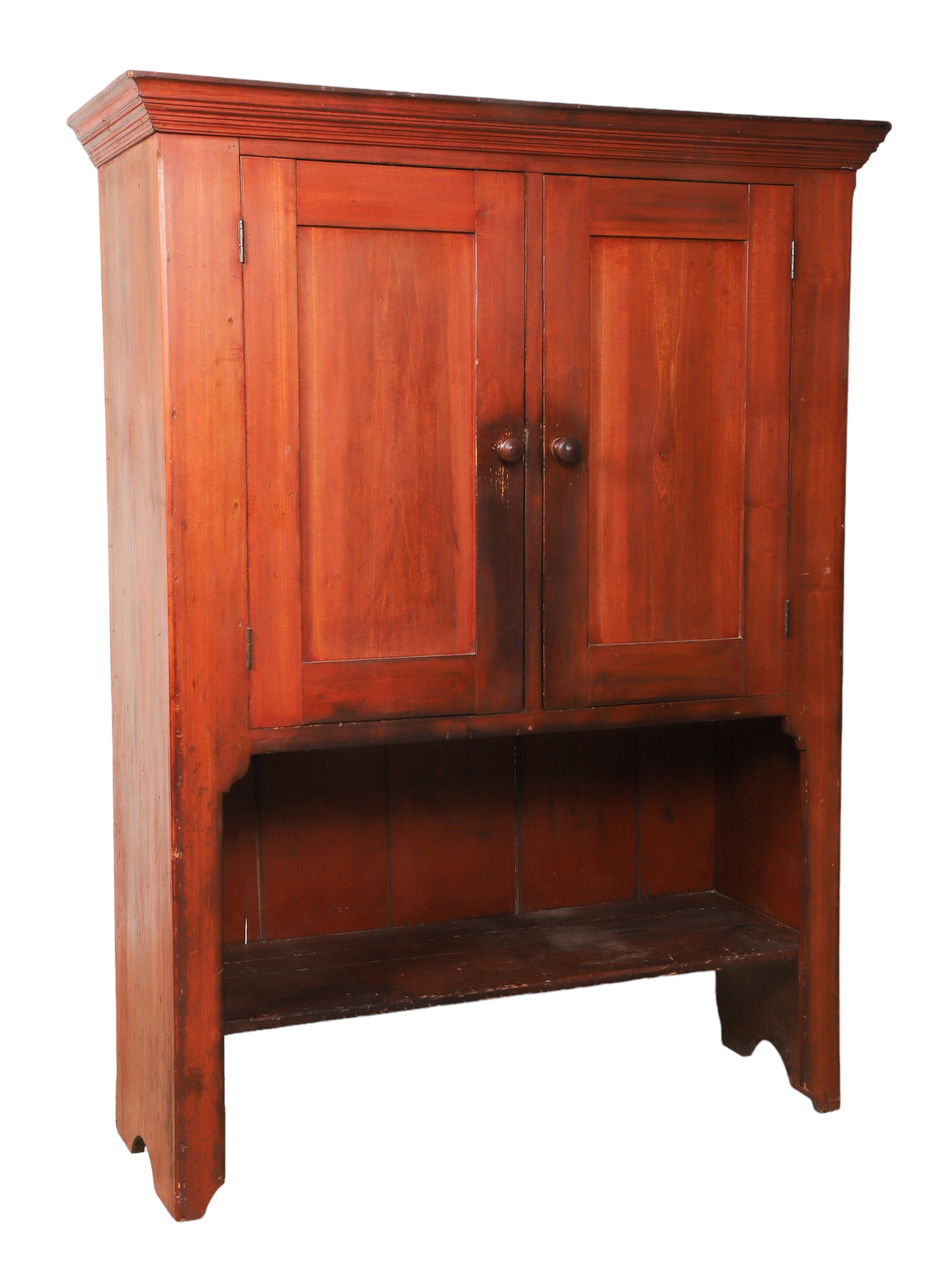 Poplar wall cupboard, cove molded