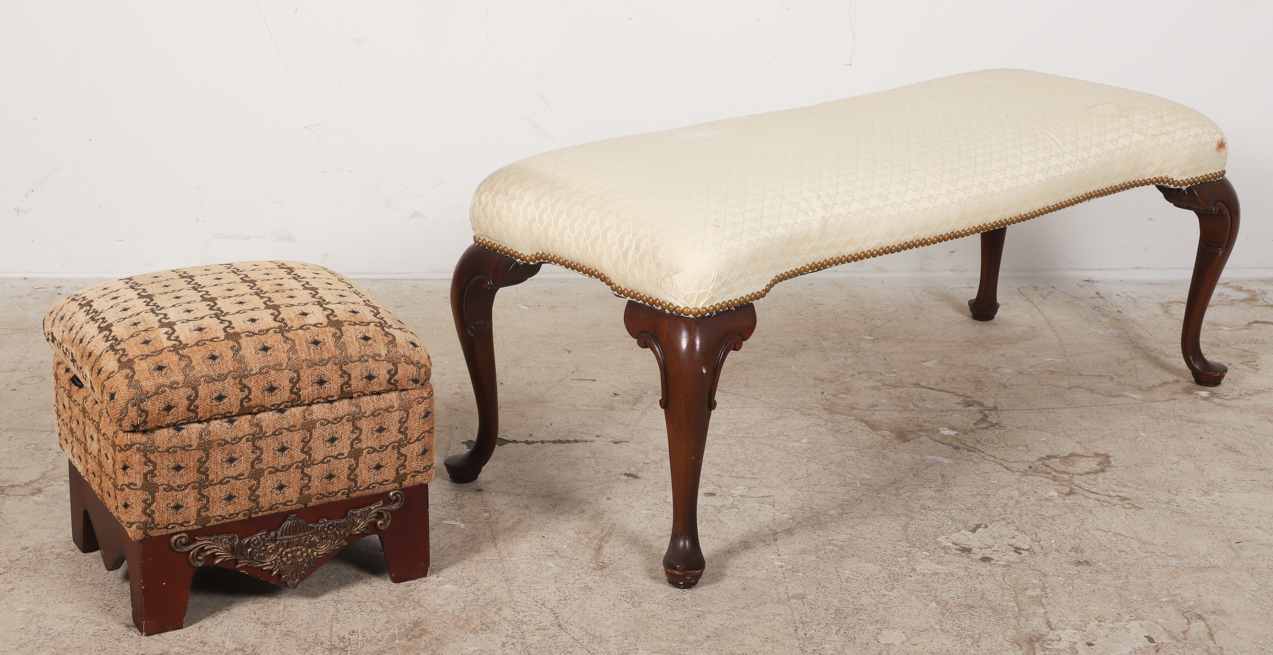 Queen Anne style mahogany upholstered 3b0eed