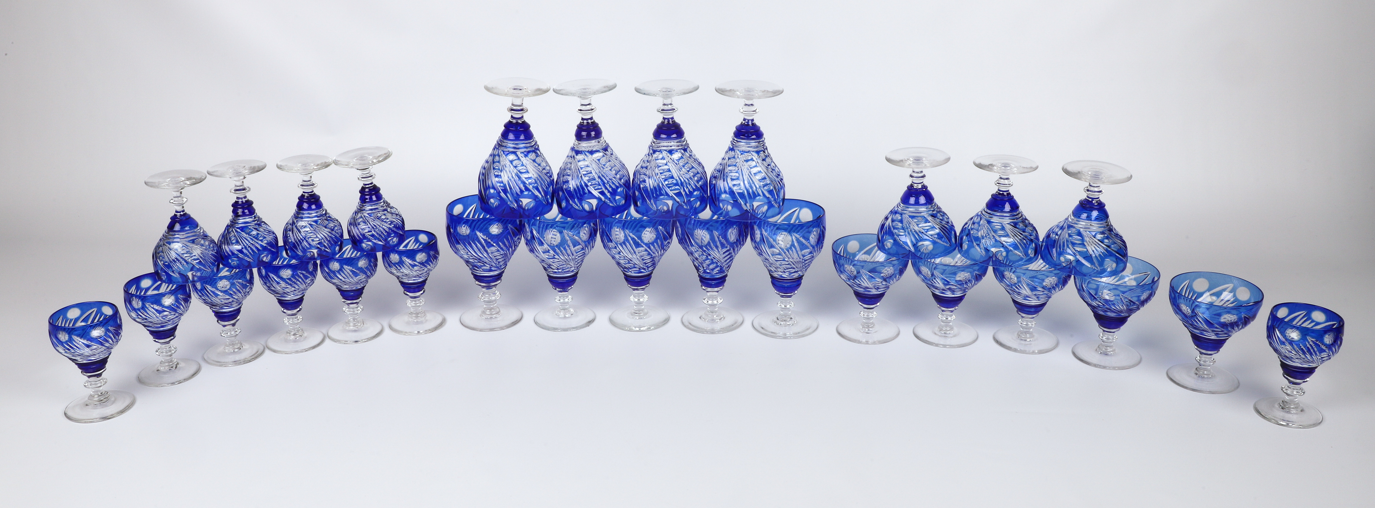 (28) Cobalt to clear cut crystal glasses,