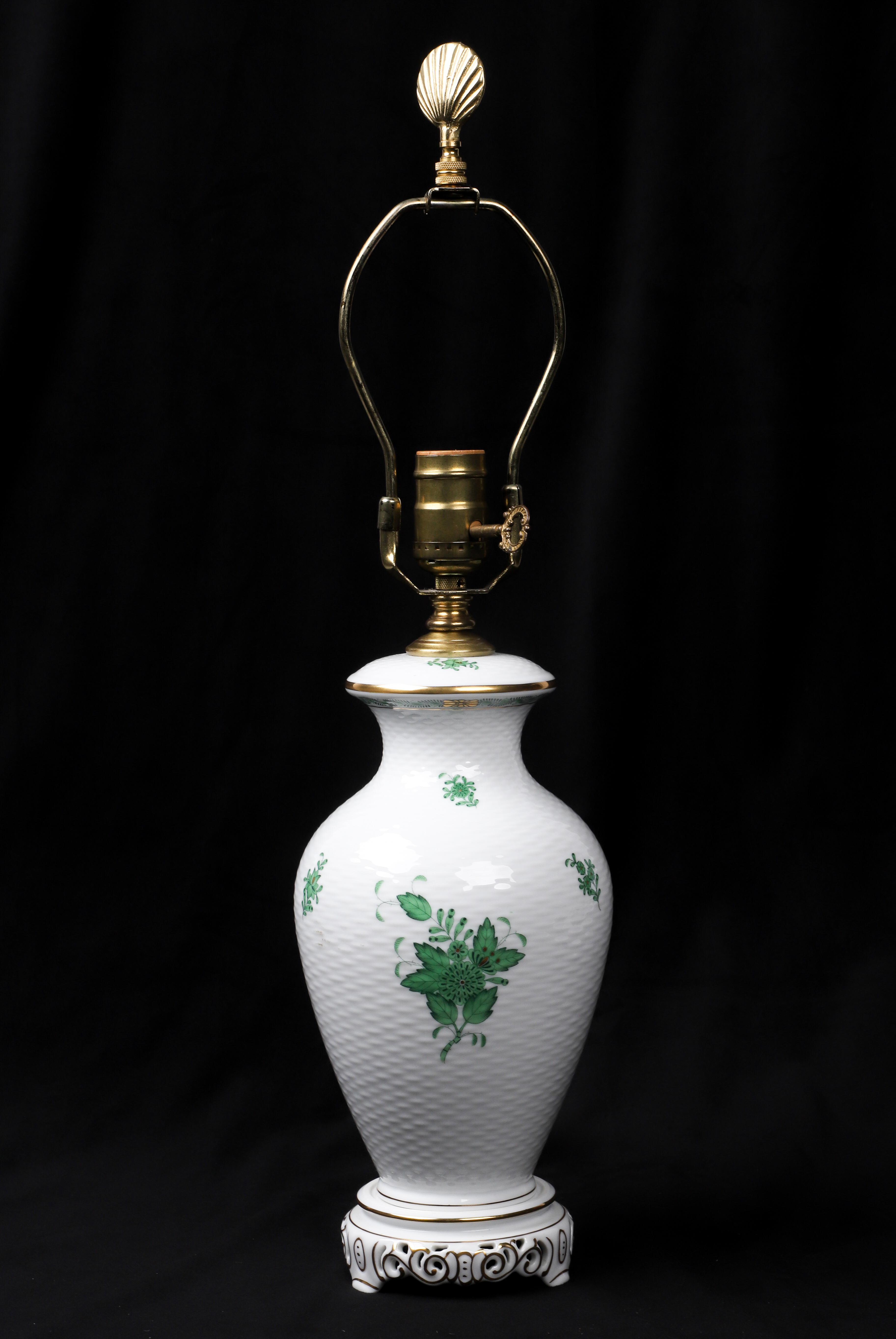 Herend porcelain table lamp, baluster