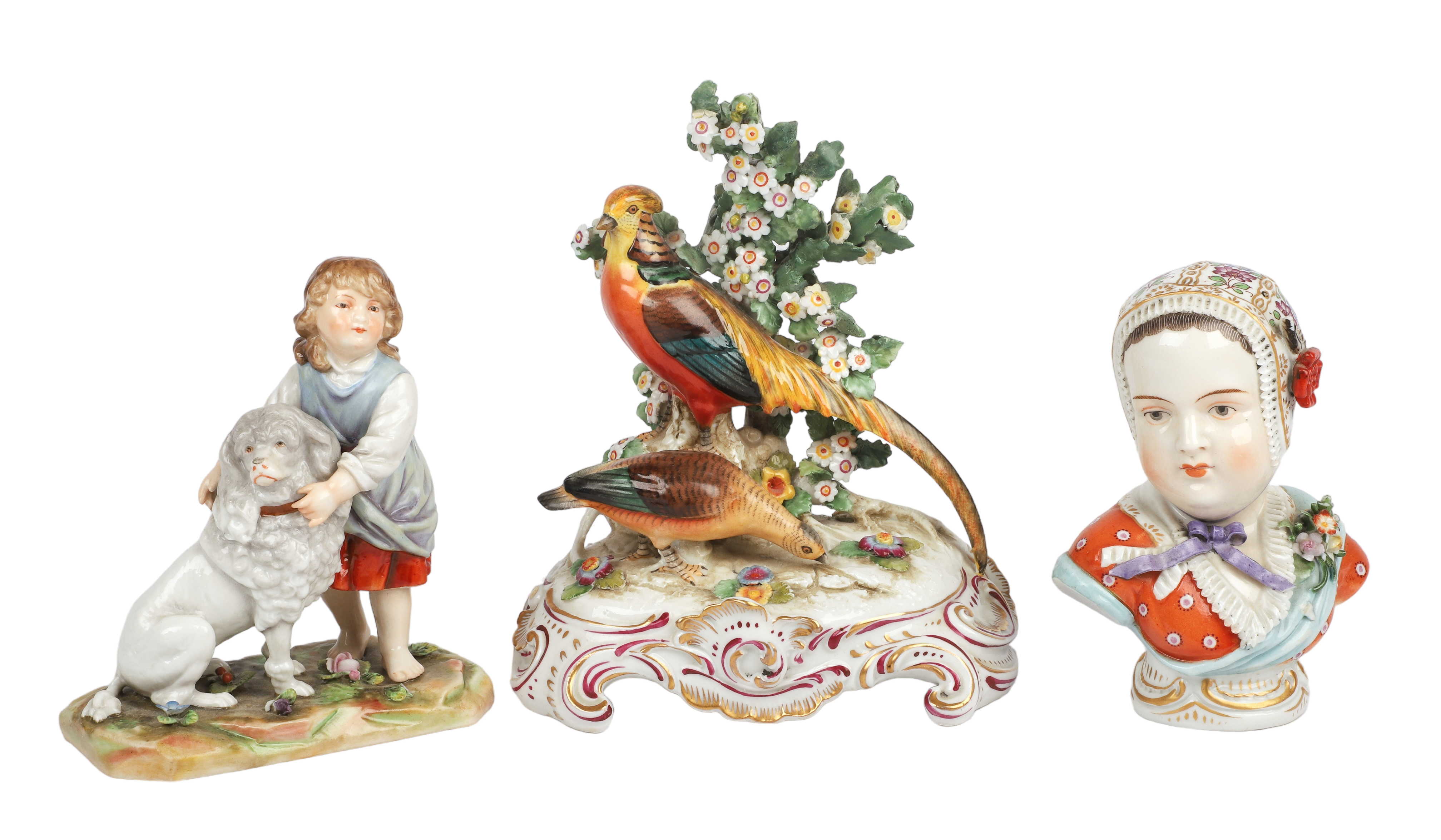 (3) German porcelain figures, a