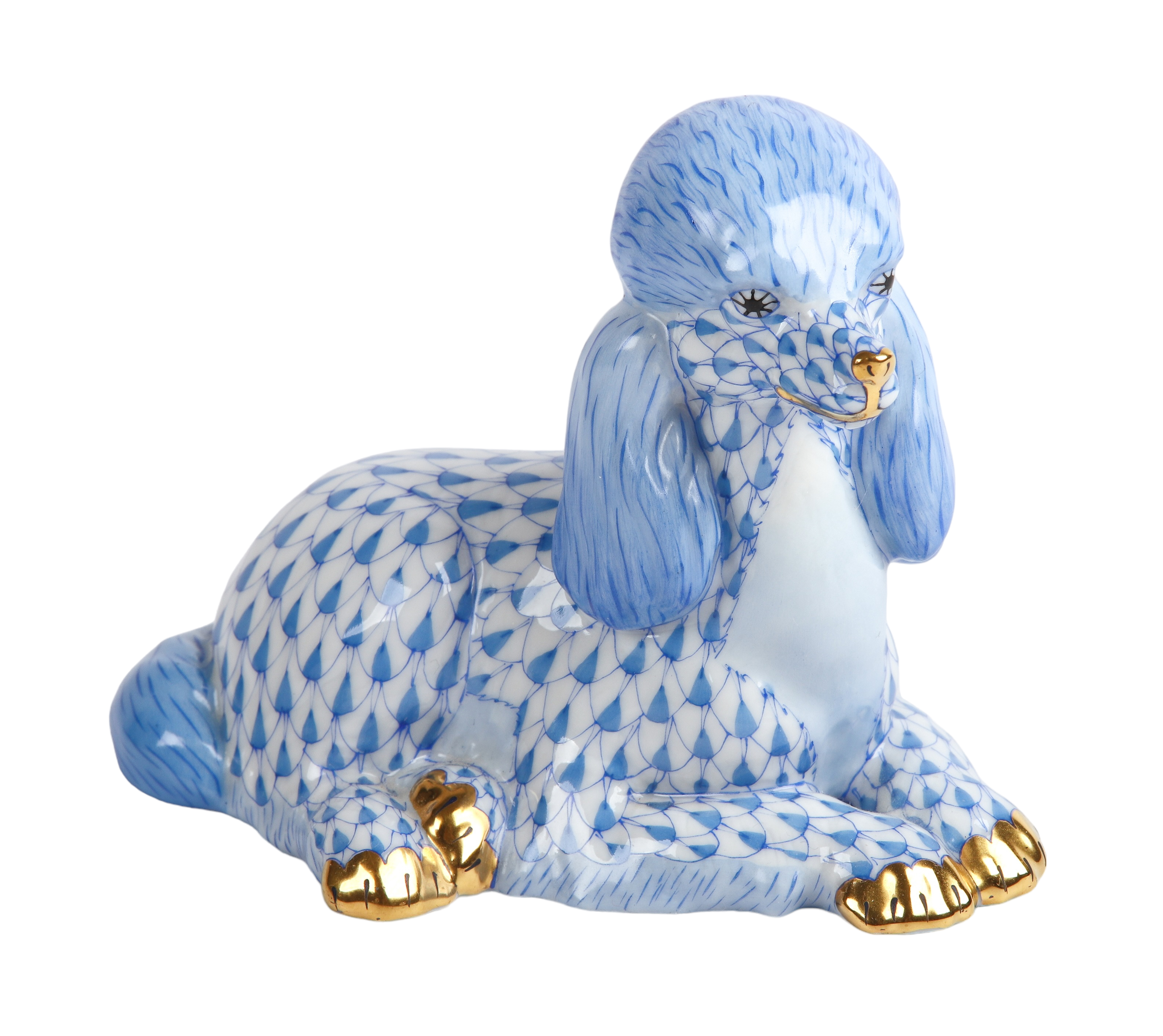Herend blue fishnet porcelain figurine  3b0f79