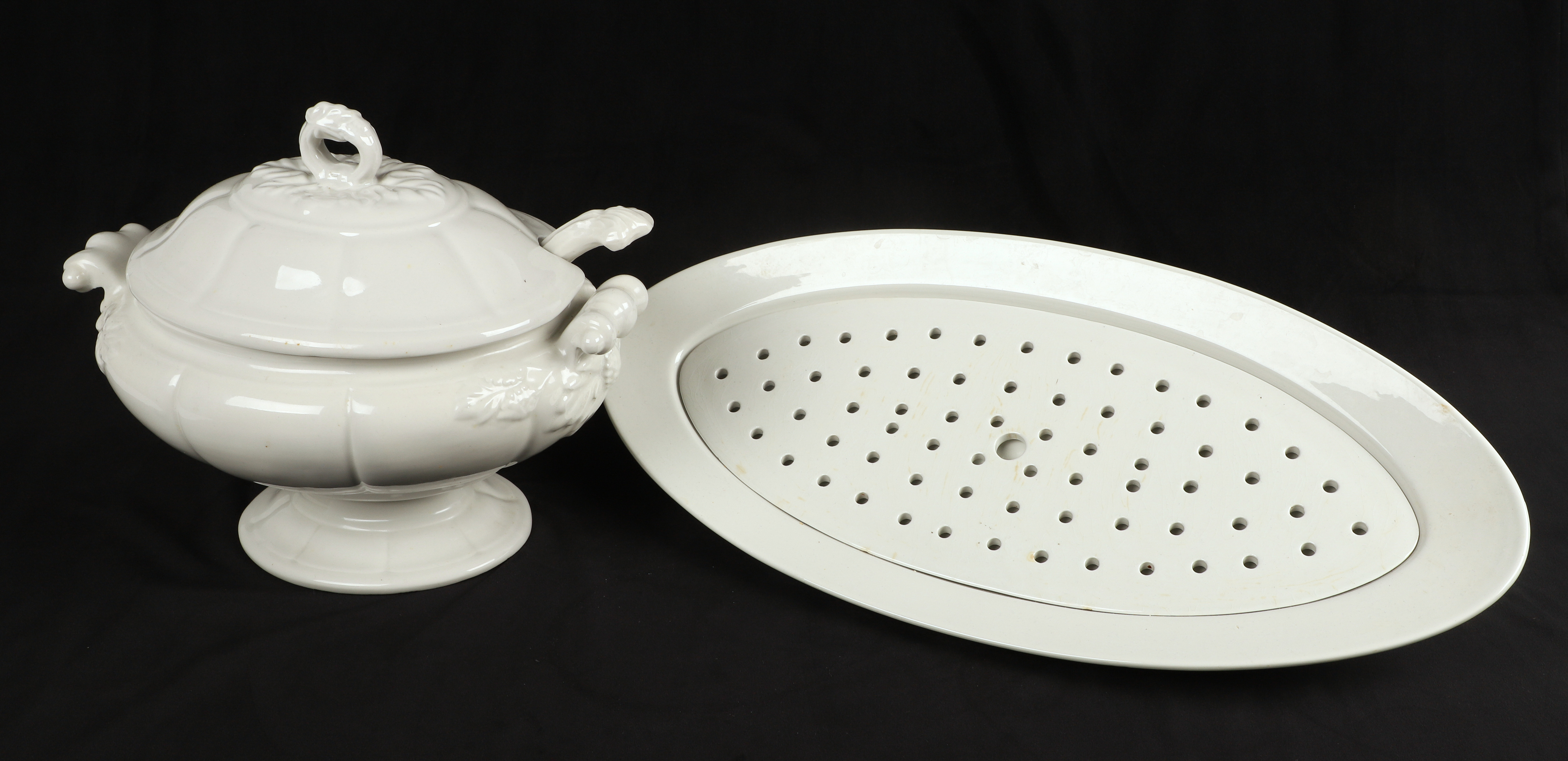 (2) Pcs blanc de chine ironstone dinnerware,