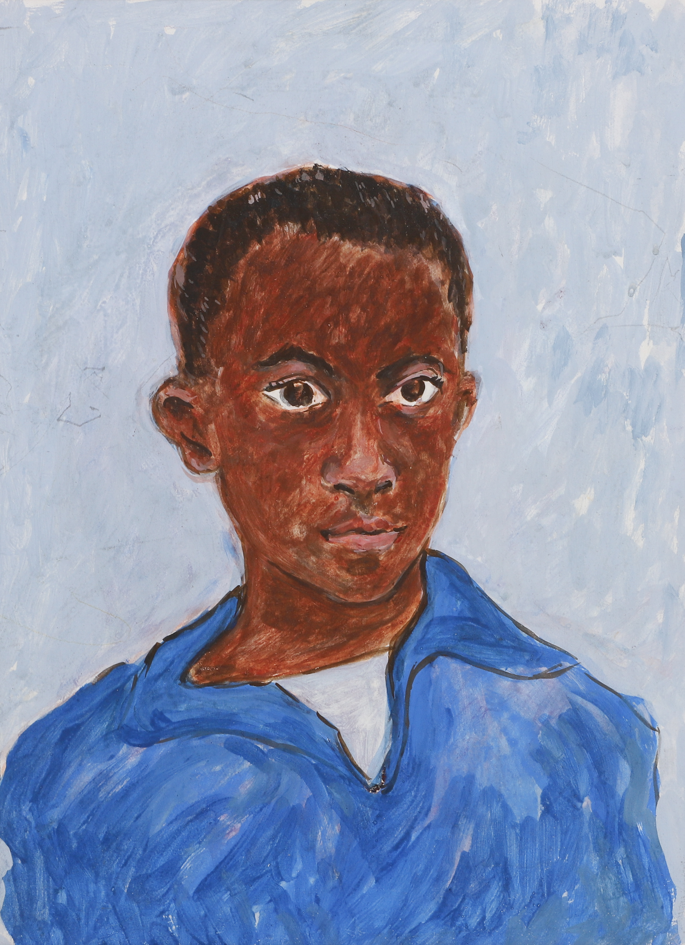 Portrait painting of a young man, gouache