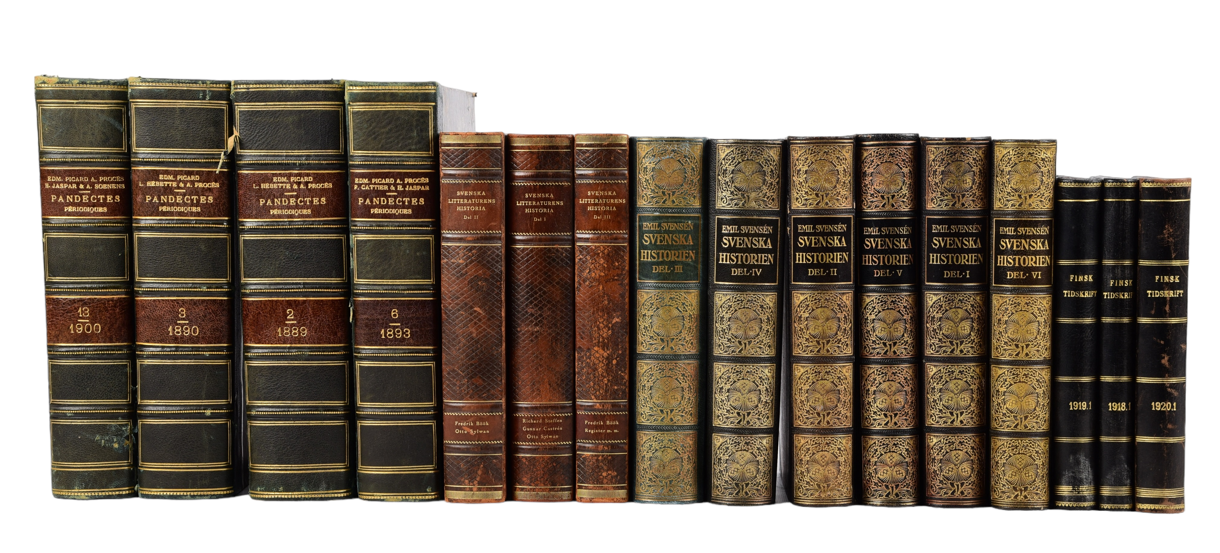 Sixteen finely bound books in Swedish