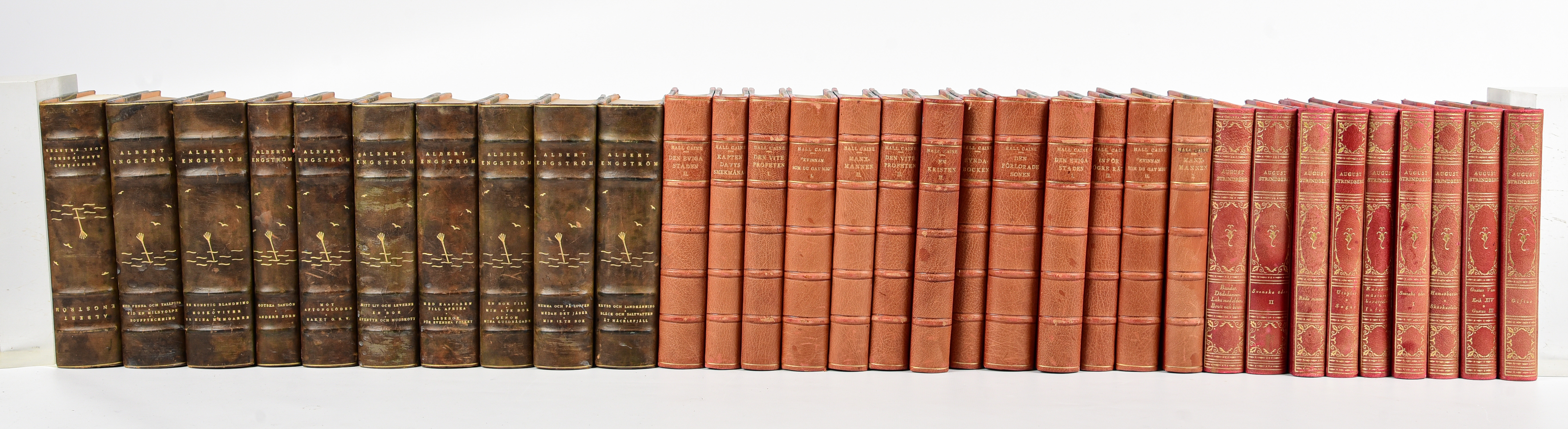 Thirty-two finely bound volumes in Swedish,