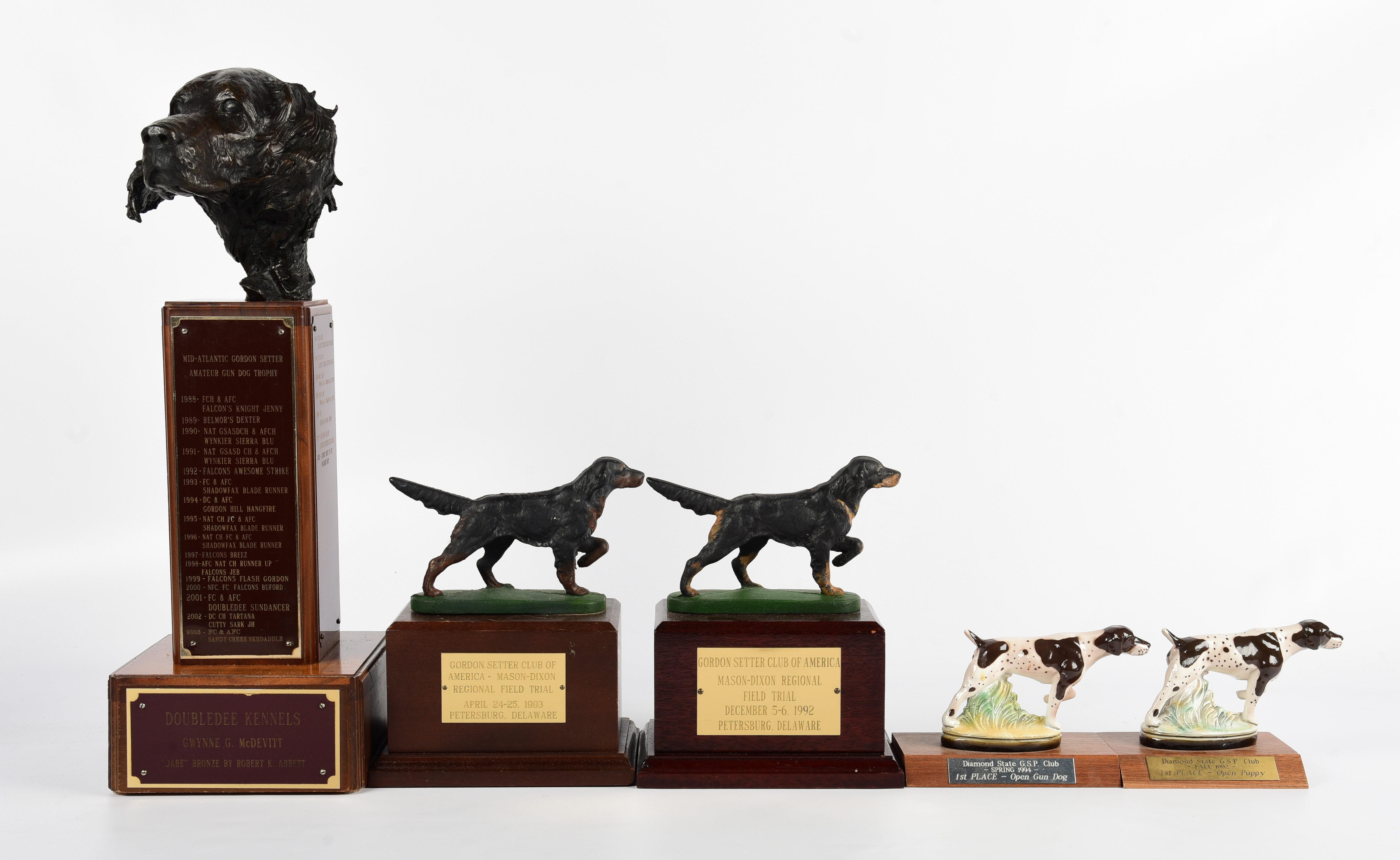  5 Figural dog trophies to include 3b100b