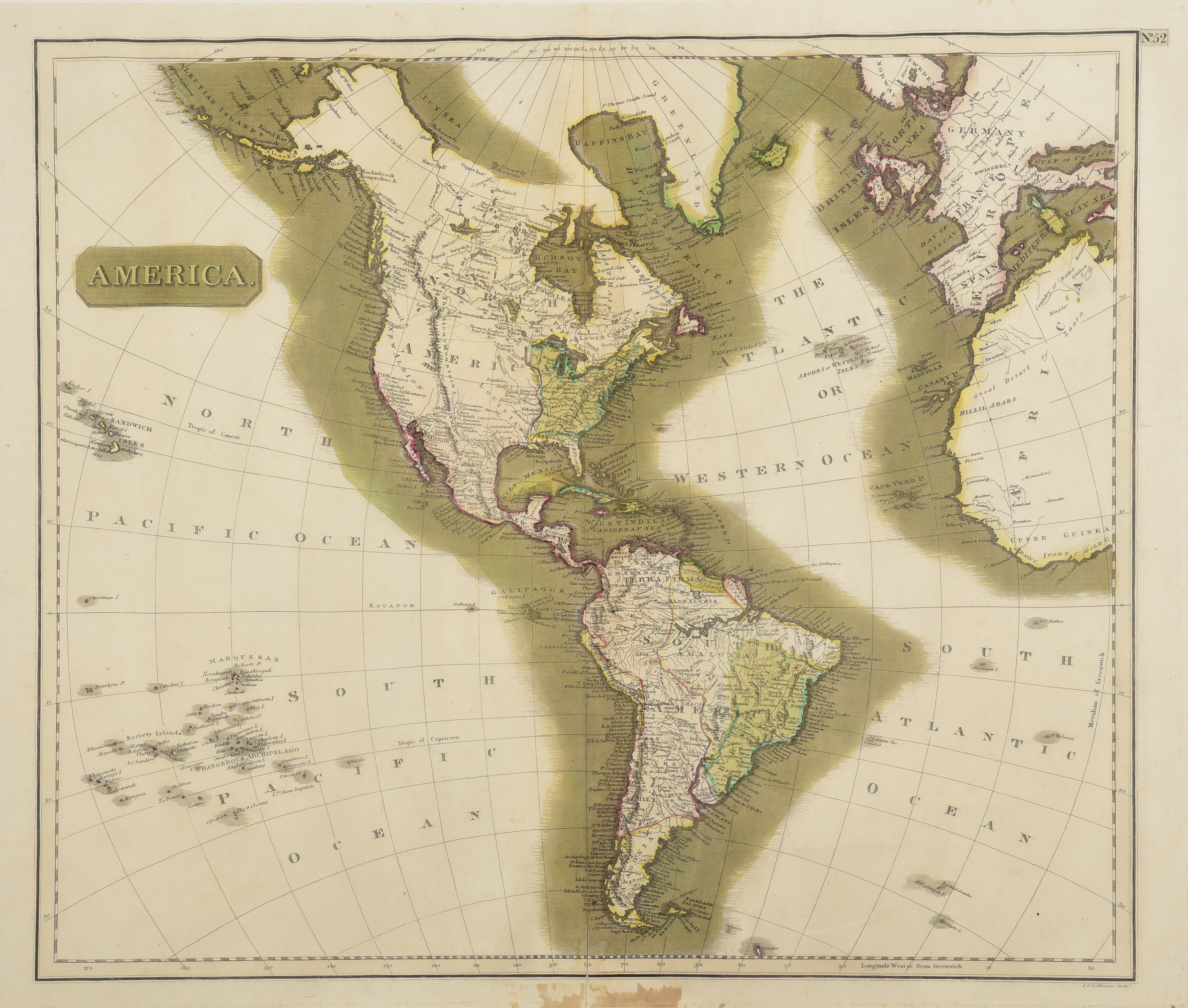 A nicely framed circa 1813 map