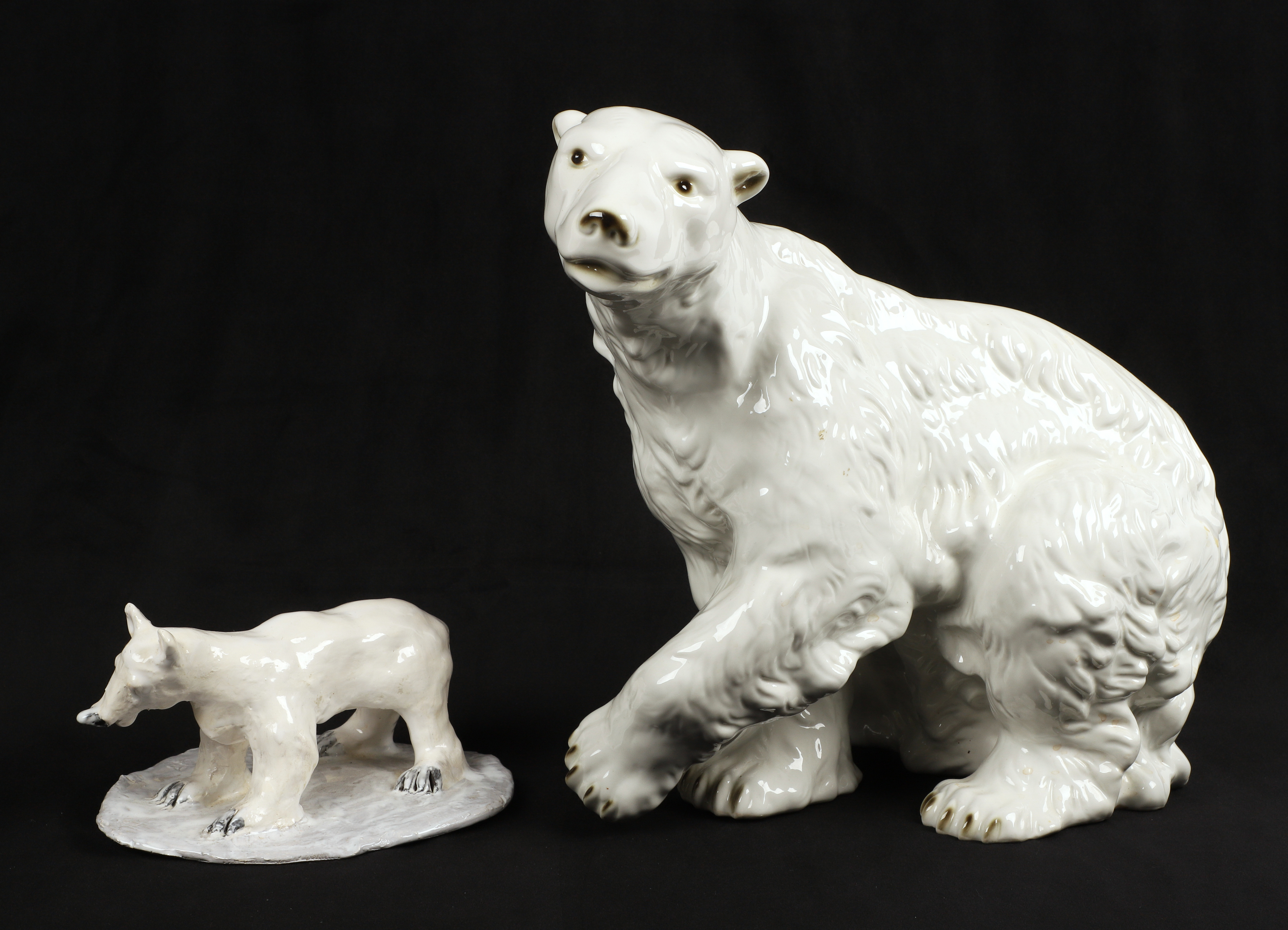  2 Ceramic polar bear figures  3b1038