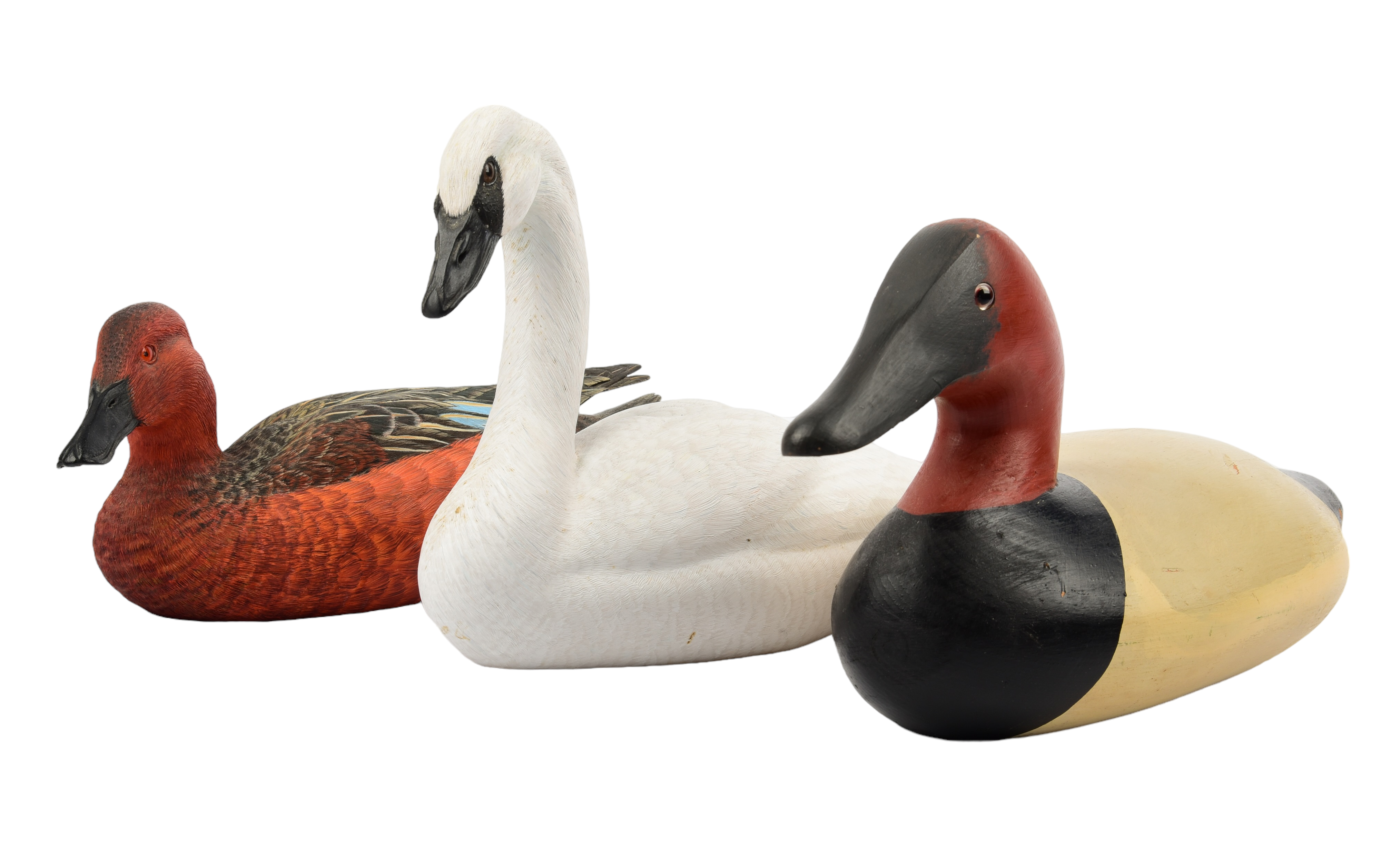  3 Carved painted wood decoys  3b1032
