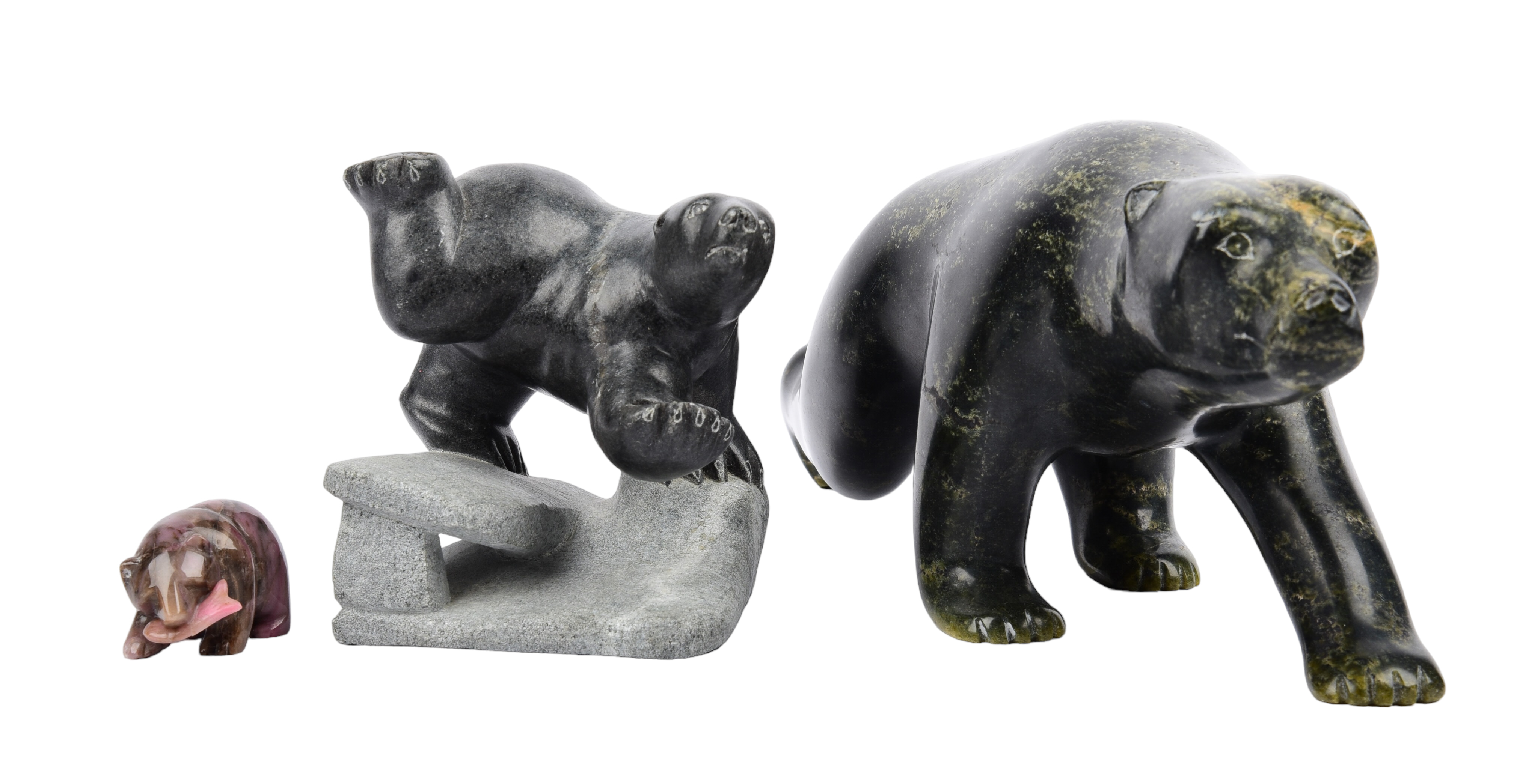  3 Inuit stone polar bear sculptures  3b103d
